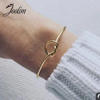 joolim high end pvd plated simple opening knotted bracelet wholesale drop shipping supplier