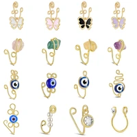 faux piercing jewelry african nose ring fake nose piercing nose clip natural crystal evils eye splint butterfly pearl nose cuff