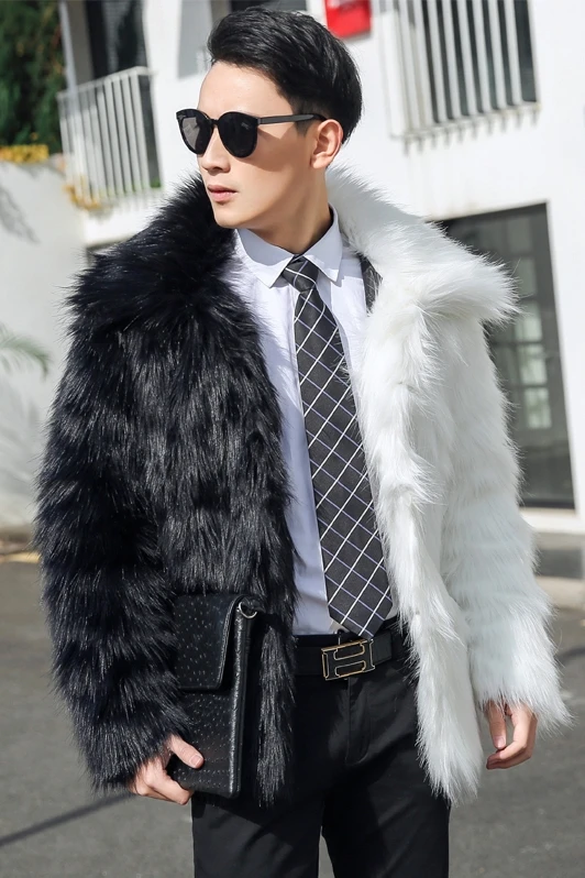 

Men's Men Coats Clothing Mink Winter Fox Faux Fur Plush Coat Social Youth Long Hair Suede Plus Cotton