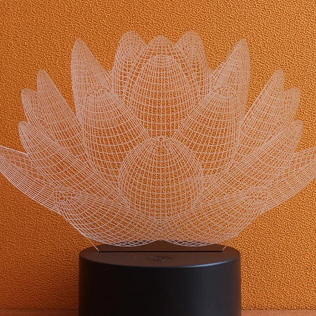 Красочный 3D ночной Светильник Лотос Уход за глазами светодиодный светильник
