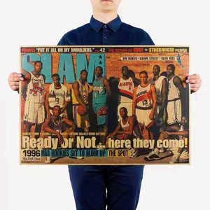 Large Basketball Star Poster  Best Team Wall Chart Vintage Kraft Paper Print Painting Wall Sticker Boy Bedroom Gym Home Decor