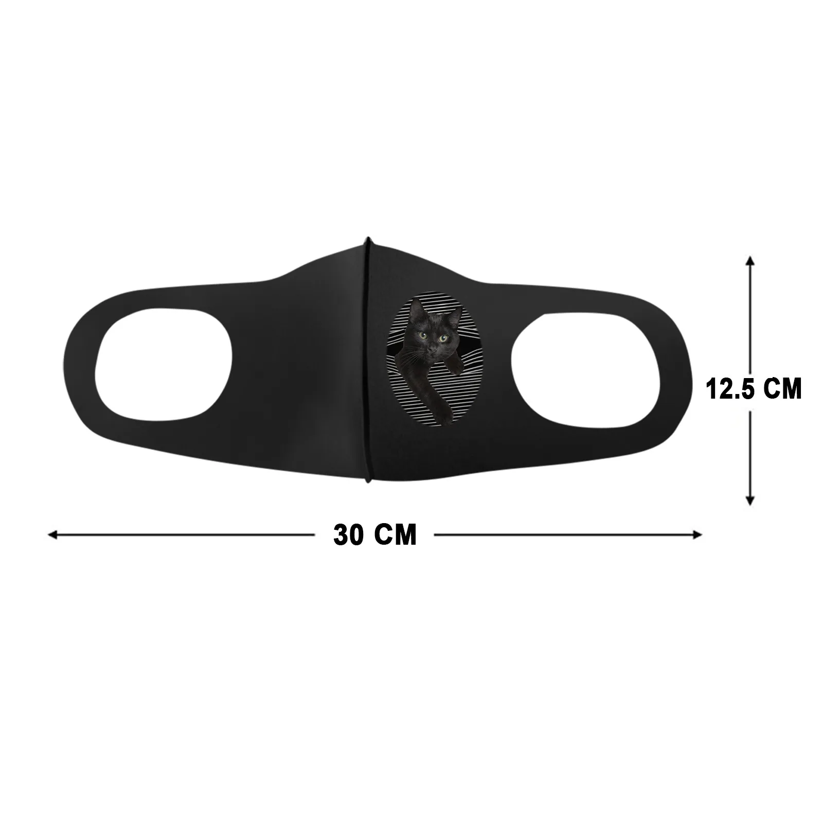 Маска для лица многоразовая моющаяся черная с принтами кошек и животных |