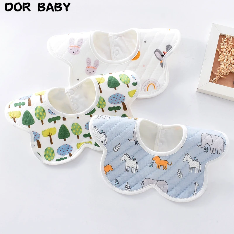 3 шт./лот Регулируемые мягкие дышащие хлопковые нагрудники с принтом животных для