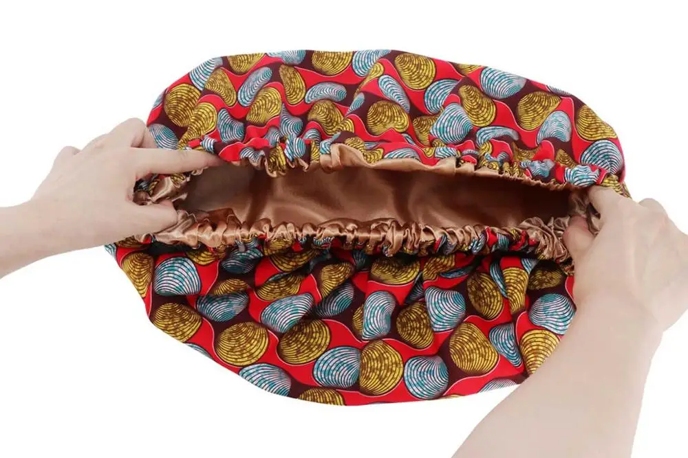 

2020 Big Size Beauty Print Satin Silk Bonnet Sleep Night Cap Fashion Extra Large Satin Lined Bonnet Women Head Cover Bonnet Hat