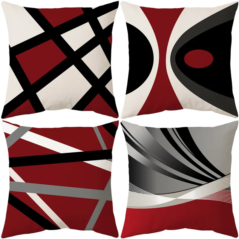 

Красная серия, абстрактная наволочка, геометрические наволочки для подушек, декоративные наволочки для дивана, модная наволочка, Наволочка...