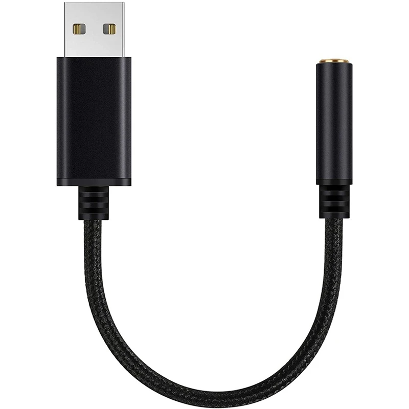 

USB to 3.5mm Headphone Jack Audio Adapter,External Stereo Sound Card for PC, Laptop, for PS4,for Mac Etc (0.6 Feet)