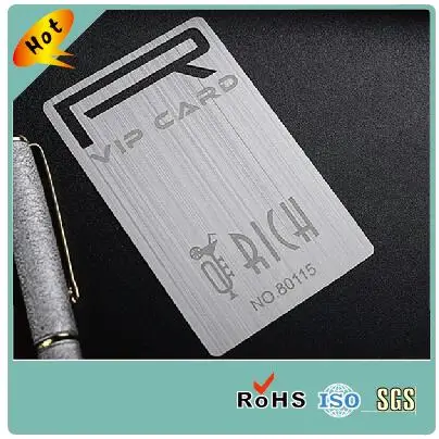 Custom metal stainless steel cards printing with laser cut for the membership card name card