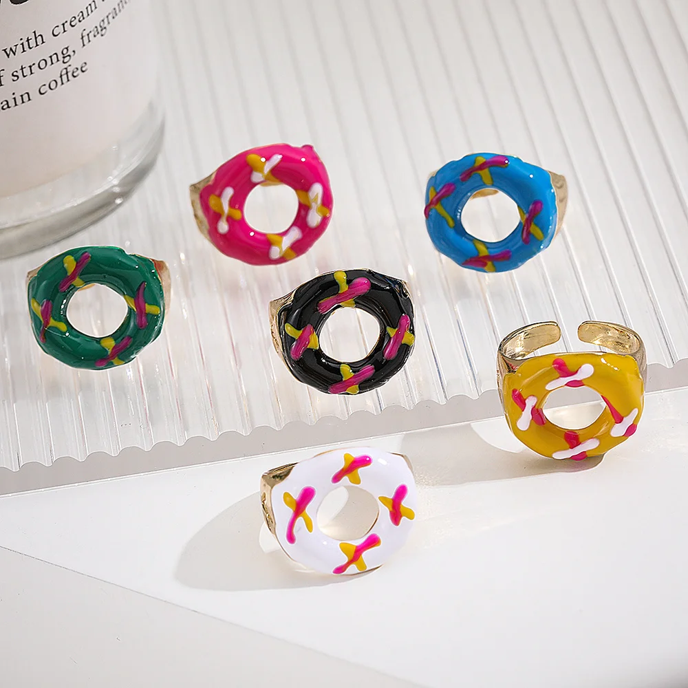 KISS WIFE Новое креативное красочное кольцо с конфетами для женщин и девочек пончики