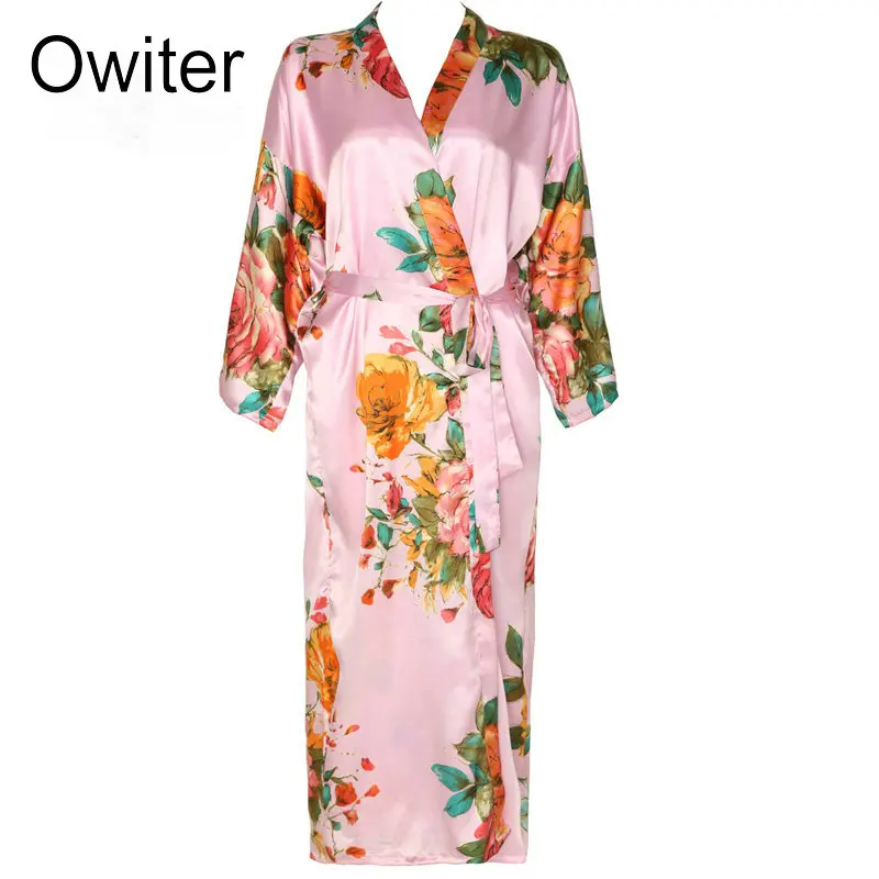 Длинный Цветочный халат кимоно для невесты женский ночное платье женская одежда