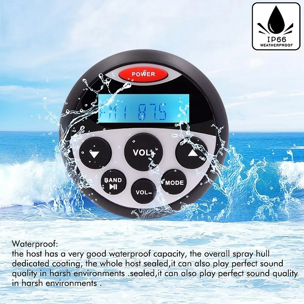 

Waterproof Marine Stereo Bluetooth Radio Motorcycle Audio Boat Car MP3 Player Auto Sound System FM AM Receiver For SPA UTV ATV