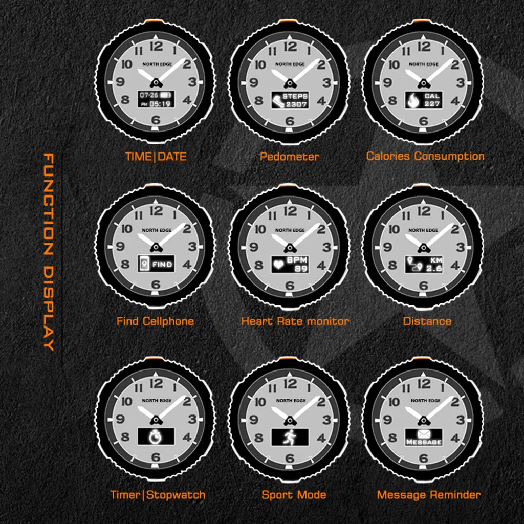 

Outdoor Smart Sports Watch Waterproof Multifunction Dual Display Touch Screen Watch Heart Rate Detection Step Counter Wristwatch
