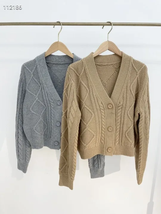 

2021 V-Neck Full Solid Lantern Sleeve Cardigan Women Womens Sweaters Fall Sweaters for Women Korean Fashion