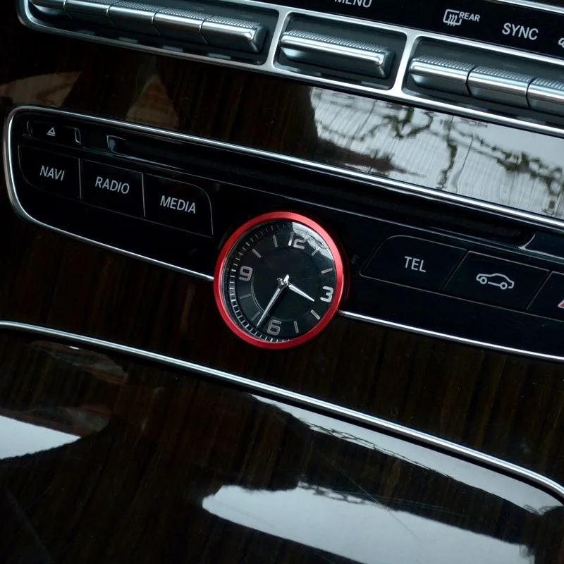 Автомобильная центральная консоль часы круг украшение наклейка отделка для Mercedes