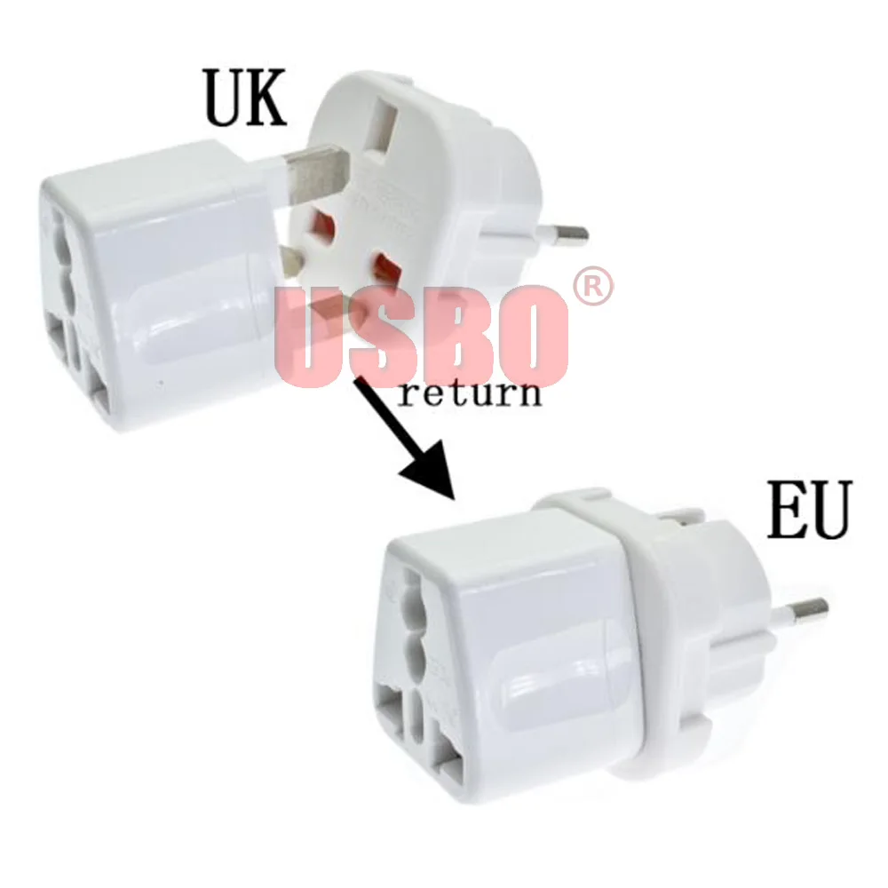 Black White 10A / 16A 250V copper European 4.0mm pin travel adaptor plug universal UK to EU power socket converter | Электроника