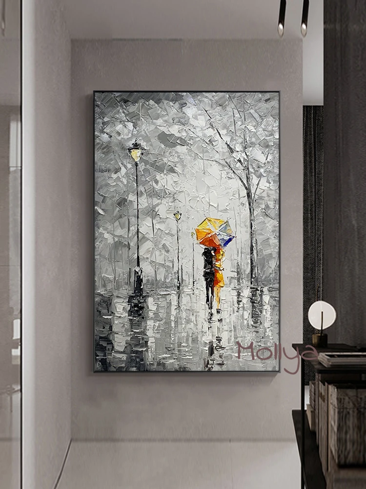 Новейший дешевый пейзажный нож толстая картина маслом Настенная береза