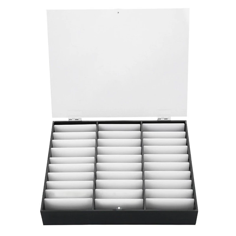 

Nail Manicure Storage Box 33 Grids Portable Adjustable Container Acrylic Organizer Nail Tools(Black)