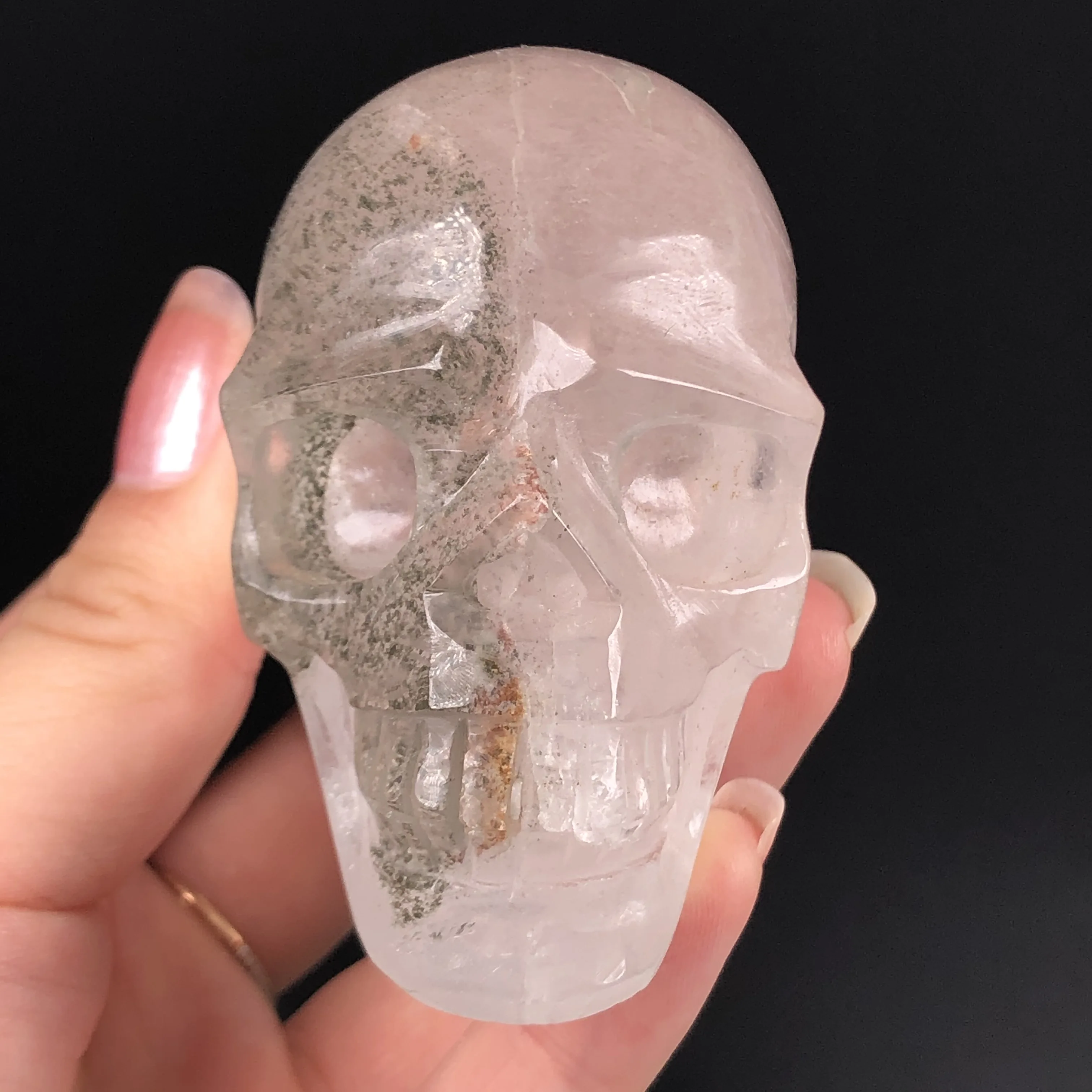 

Natural Clear Quartz Crystal Unique Style Skull Hand Carved And Polished Rare Gemstone Home Decoration Collection