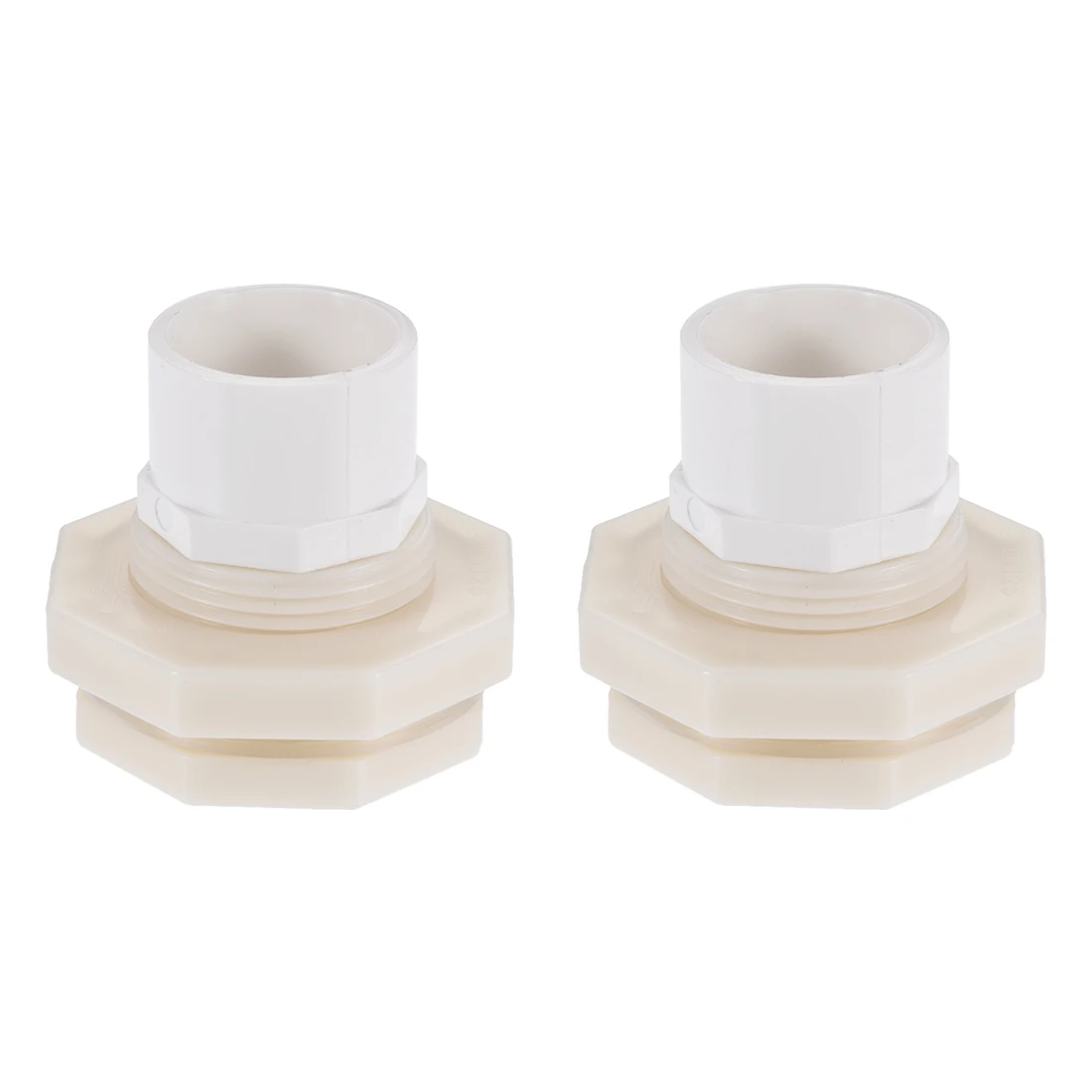 

Uxcell Bulkhead Fitting, G1 Female 1.73" Male, with Silicone Gasket and Pipe Connector, for Water Tanks, PVC, White, 2Pcs