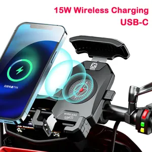 motorcycle phone holder 15w wireless charger qc3 0 usb charging stand handlebar mirror mount bracket bike cellphone support free global shipping