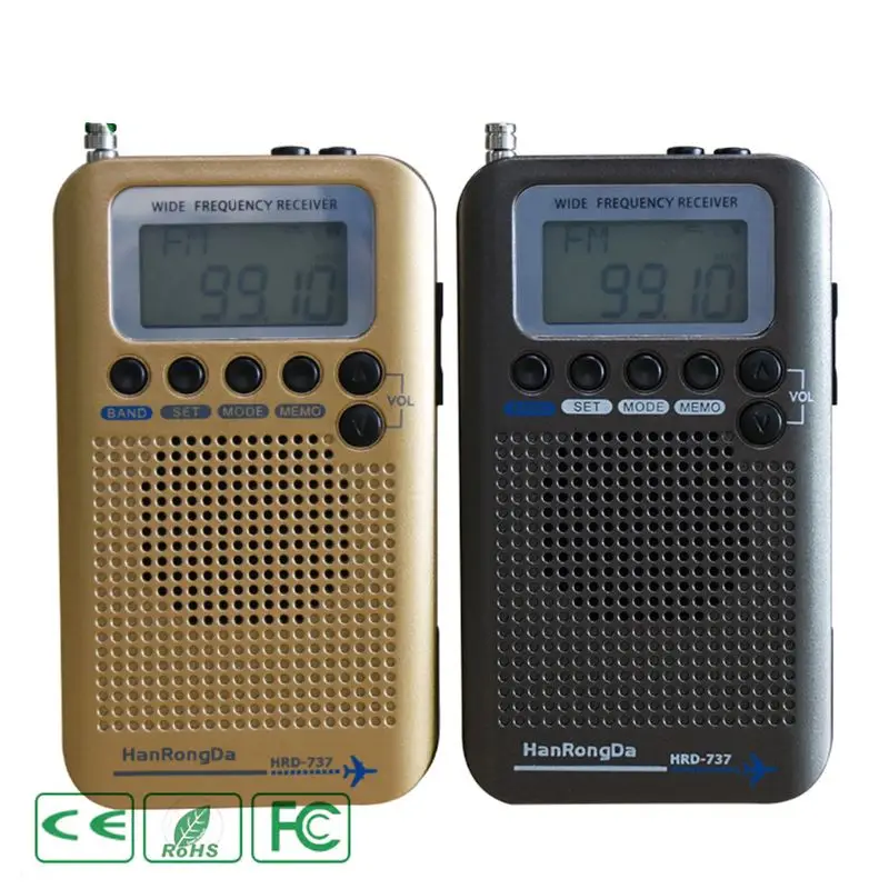 HRD-737 цифровой ЖК-дисплей полный диапазон радио портативный FM/AM/SW/CB/Air/VHF World Band стерео приемник радио с будильником