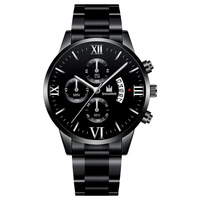 Black Silver Модные мужские часы Топ бренд класса люкс кварцевые часы из нержавеющей стали мужские повседневные спортивные наручные часы Relogio Masculino - Цвет: Black Silver