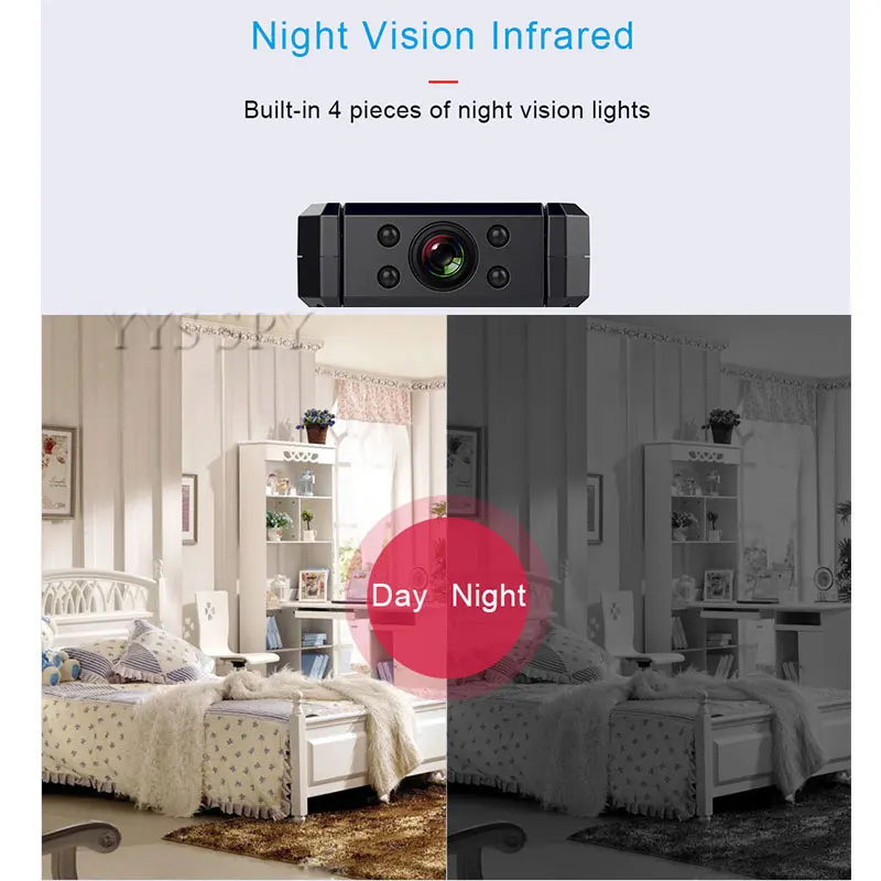 Мини WiFi камера 5 часов видео HD 720P ночного видения обнаружения движения