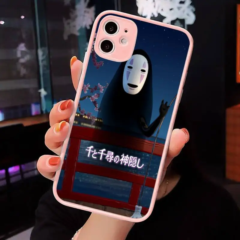 

Anime ciciber Spirited Away Phone Case Matte transparent For Pink iPhone 12 Mini 11 Pro XR XS Max 7 8 Plus X Back Cover