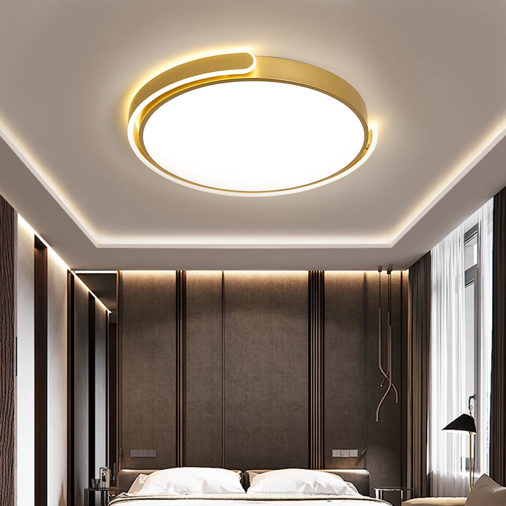 Золото затемнения светодиодная круглая светильник потолочный с пультом