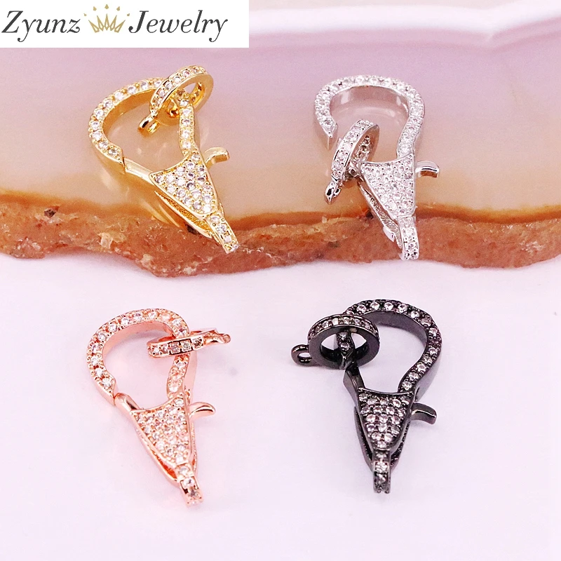 

5PCS, CZ Micro Pave Lobster Claw Clasps, Buckle Clasp, Tear Drop Necklace, Gold/Rose Gold/Black/Silver Color Lobster Clasps