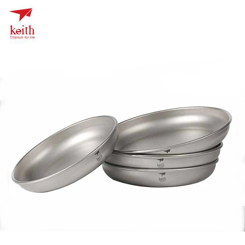 

Комплект блюдец Keith из титана, посуда для отдыха на природе, походные тарелки, столовые приборы, тарелка для пикника, посуда Ti5372, костюм из че...