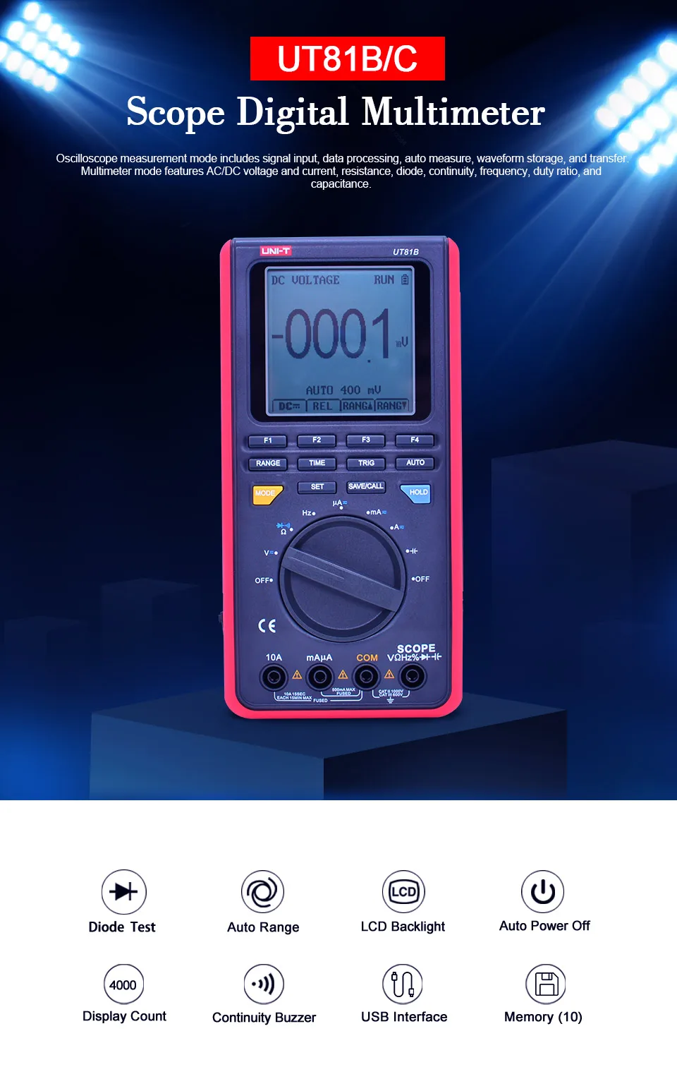 Блок UT81B UT81C Сфера Цифровой мультиметр 8/16 МГц 40/80 мс/с мини-осциллограф AC DC Напряжение прибор для измерения тока USB Интерфейс ПК Мягкий