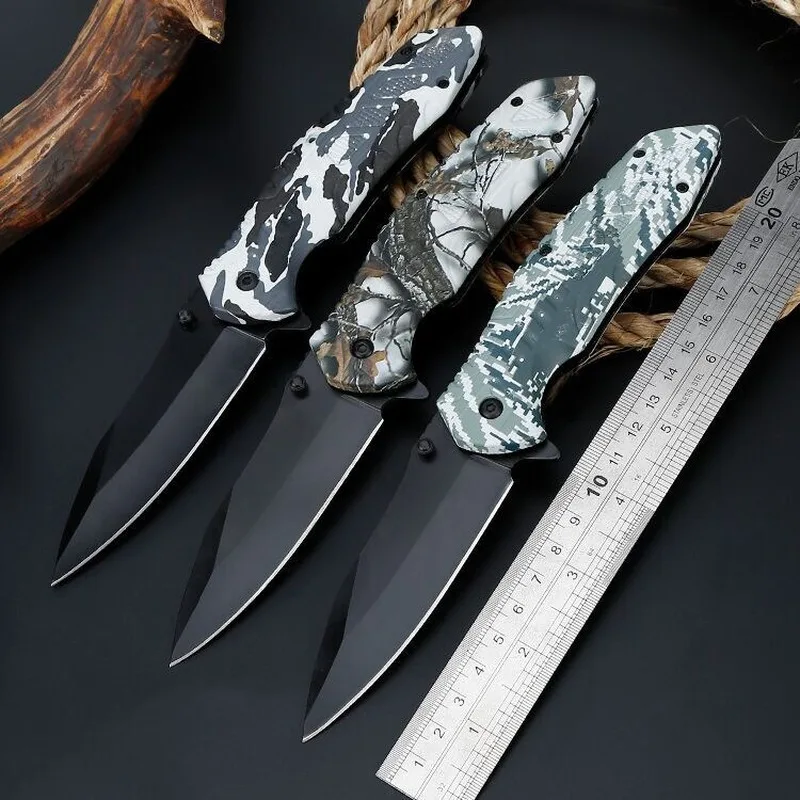 

Hysenss Pocket Outdoor Camouflage Camping Hiking Hunting Survival Tactical Folding Knife 3CR13 Blade ABS Handle Peeling Edc Tool