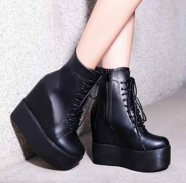 Новый осень зима с коротким голенищем Поднятый ботинки Мартенс на высоком