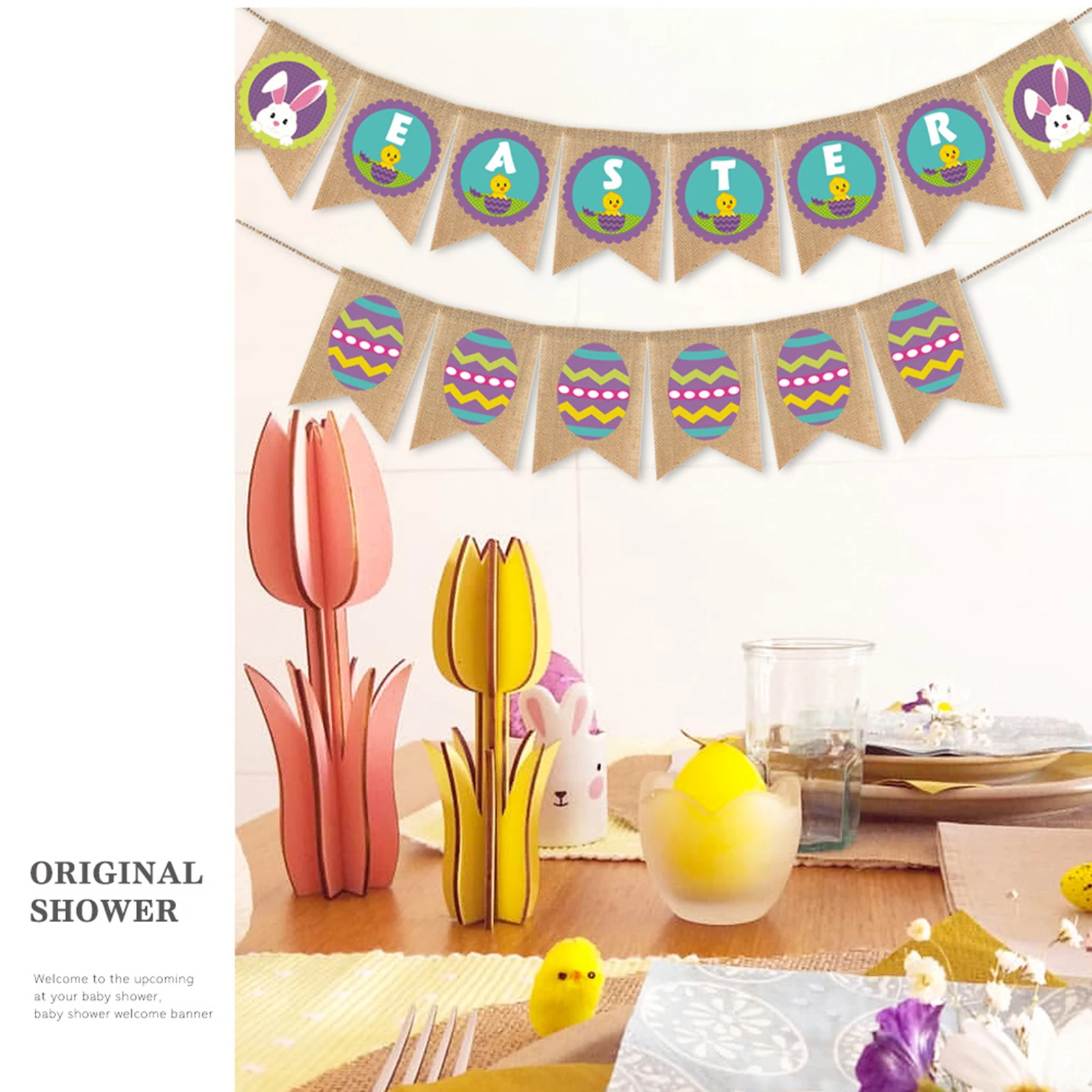 Пасхи баннеры и с рисунком кролика принтом морковки Бумага овсянка Гирлянда для