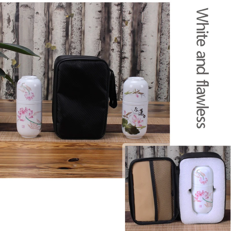 

Portable Travel Tea Set Ceramic cup Porcelain inclue 1pot 2cups, gaiwan Concentric Cup Office Home Quick Cup easy teapot kettle
