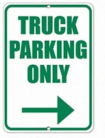 truck parking only at right parking parking sign notice sign 8x12 aluminum metal signs