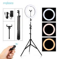 pynsseu 1014 led selfie ring lamp with 2m tripod photographic light with phone holder for youtube camera photo makeup