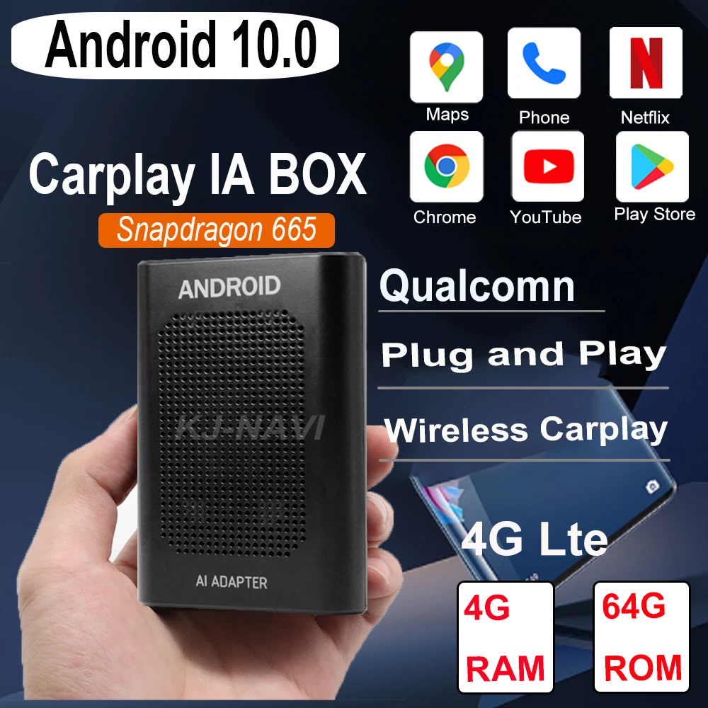 

For Carplay Ai Box Car Player Multimedia Ai Box Wireless Mirror Link Car-Play USB TV Box Android 10.0 System Qualcomn Snapdragon