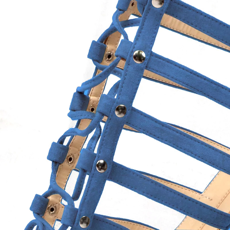 Женские сандалии-гладиаторы до колена Летние туфли на плоской подошве со