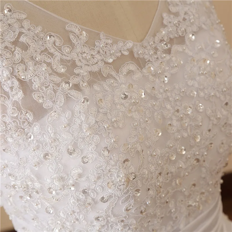 Real Pictures Sexy Sleeveless Wedding Dress Backless Robe De Mariee 2020 Plus Size Lace Appliques Beading Bride Gowns | Свадьбы и