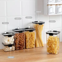 1pcs transparent sealed storage box kitchen food grain containers square nut snack storage tank airtight pantry