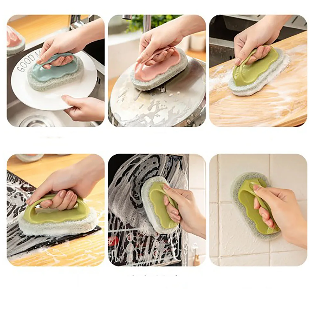 

Bathroom Tile Kitchen Decontamination Multifunctional Sponge Cleaning Brush With Handle Kitchen Clean Tools Hot Sale