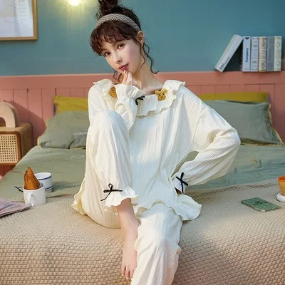 

The new princess style pajamas ladies spring autumn winter worn outside palace style long sleeve cute sweet home service suit