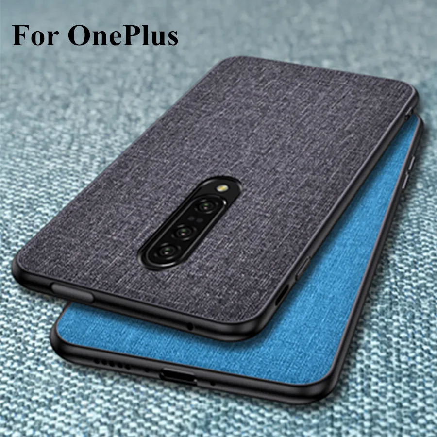 Для OnePlus 7 T Чехол Pro Мягкая силиконовая рамка роскошный тканевый деловой защитный