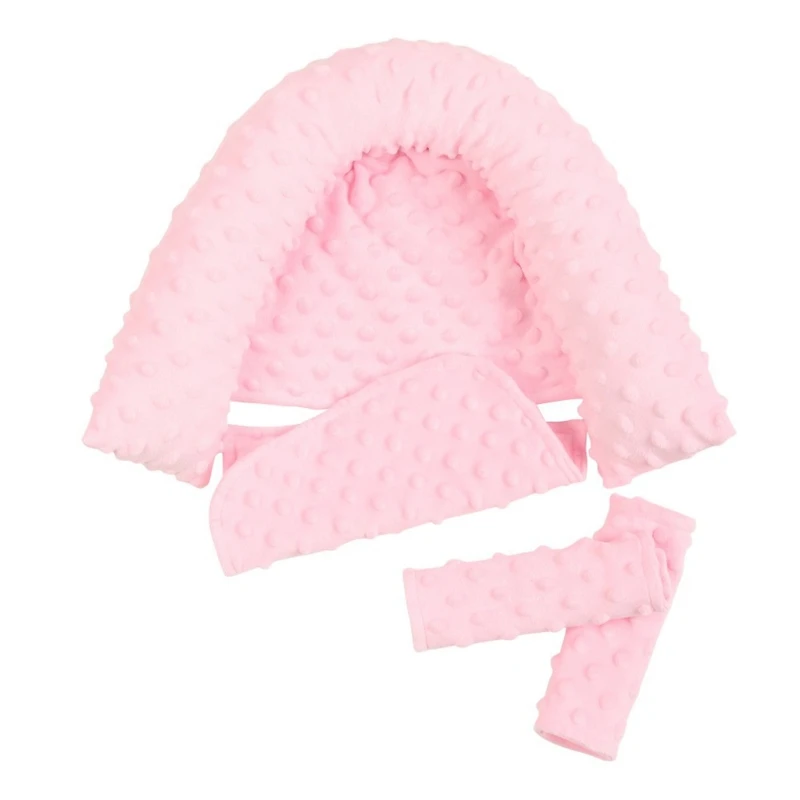 Baby Car Safety Soft Sleeping Head Support Pillow with Matching Seat Belt Strap Covers Baby Carseat Neck Protection Headrest