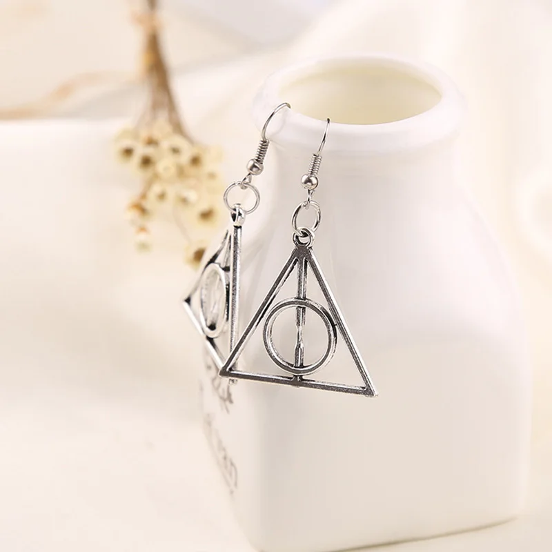 

Pendientes Oorbellen Vintge Charm Deathly Hallows Geometric Triangle Earrings Movie Jewelry For Women Gifts