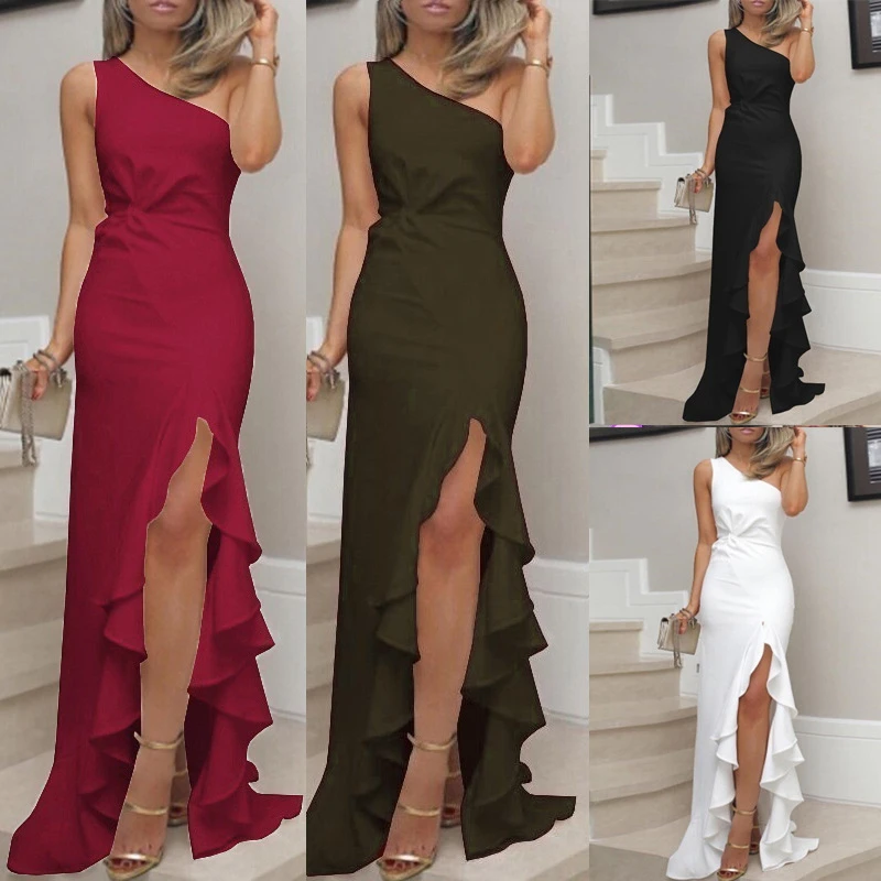 

Elegant Dresses for Women Women's Dress Split Skirt Big Swing Evening Dress Party Dresses Woman Summer 2021 Casual Midi Slim ski