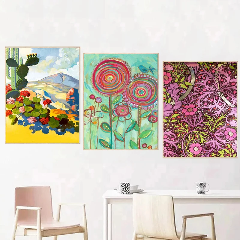 

GATYZTORY 3PCS diy frame Flowers DIY Painting By Numbers Kits Coloring Acrylic Paint Handpainted Oil Painting For Home Decor
