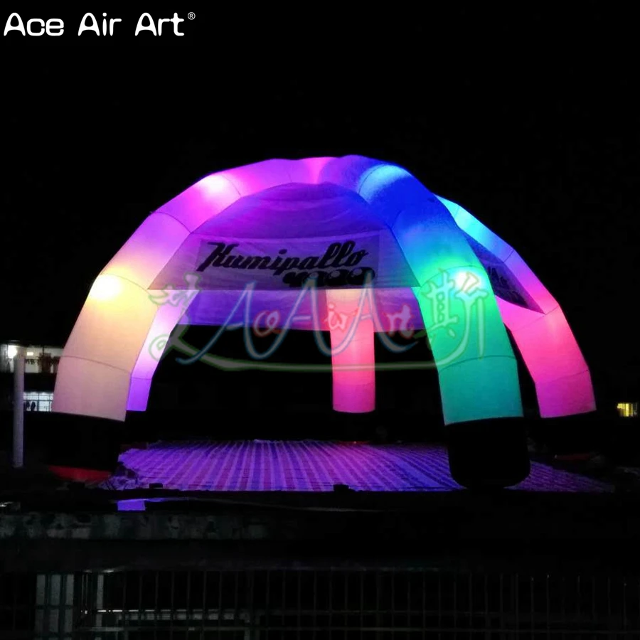 Custom 8 m diameter 5 legs lighting white inflatable spider tent with colorful led light gathering place event station dome | Игрушки и