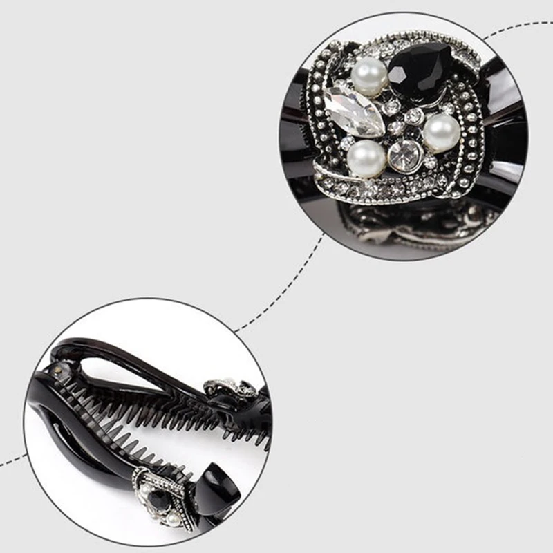 

Shining Full Crystal Rhinestone Banana Hair Clip barrette For Women Tie Up Vertical Clips Ponytail Hair Claws Hair Accessories